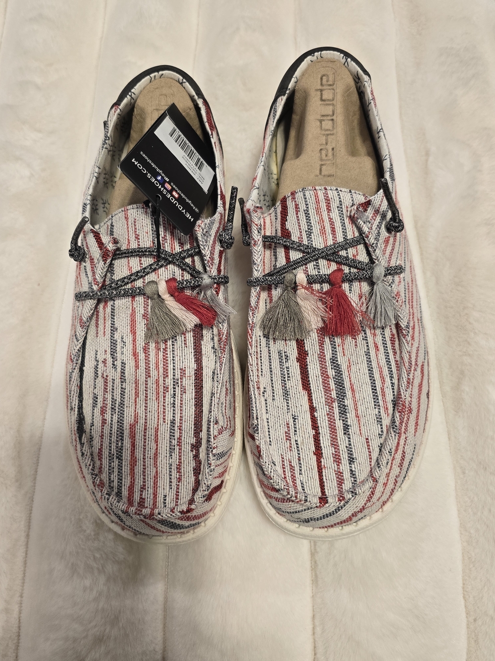 Hey Dude Wendy Funk Slip-On Shoes in Red, Gray & White